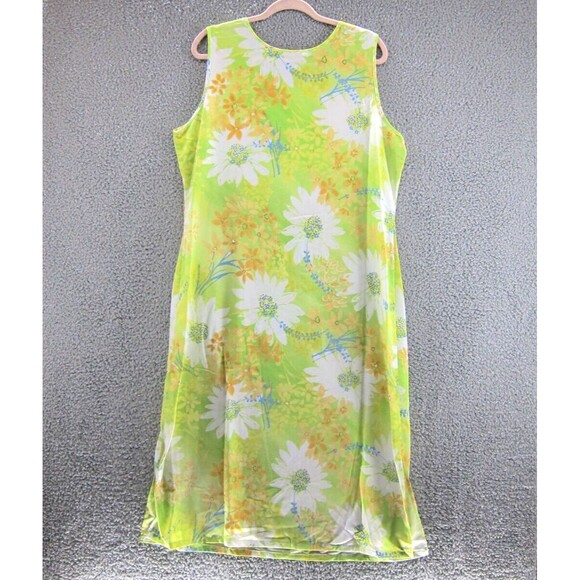 Drapers Damons Dress Womens PXL Sleeveless Sundress Green Floral Vintage 90s Y2K - Picture 2 of 6